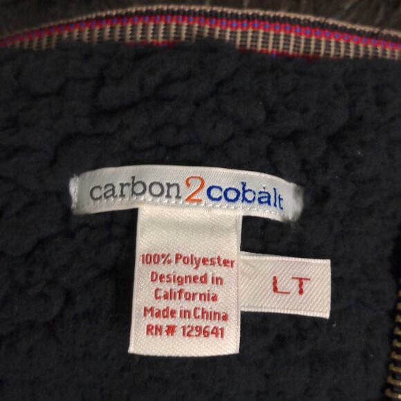 Carbon 2 Cobalt Mens Fleece Jacket Black Quarter Zip Mockneck Sherpa Large Tall - Picture 5 of 8